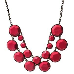 Retro 60s 70s Bubble Statement Bib Necklace Pink Faceted Beads Fashion Jewelry